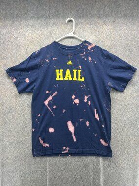 Adidas Shirt Mens XL Blue Hail Graphic Tee Bleach Dye Tagless Casual Sports